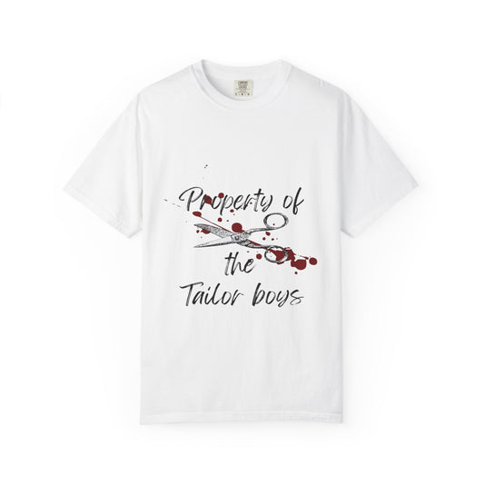 Property of the Tailor Boys T-Shirt — Scissors & Thread Graphic